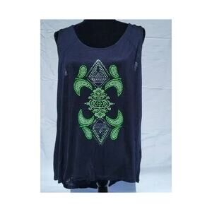 Rock 47 Blue Green Tank Top Shirt Women's Medium